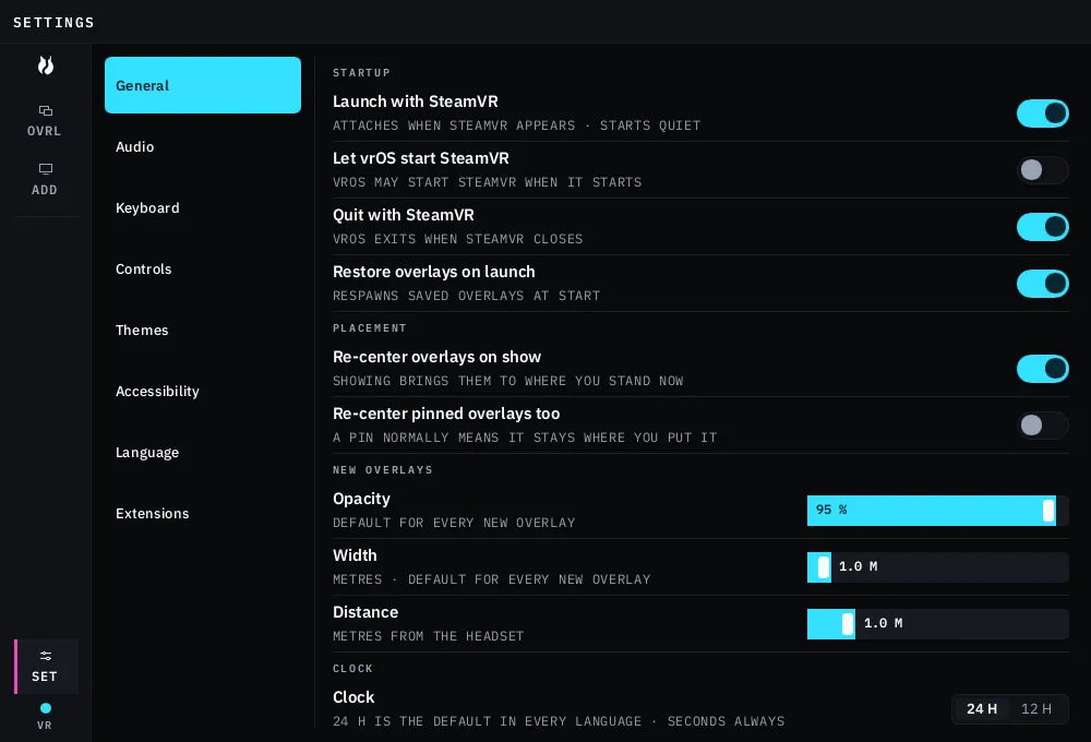 The desktop window at desktop density: the same rail and content area as the Dash, in a titled window with the input-authority chip in its header.